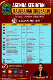 Agenda Kegiatan Tanggal 22 Mei 2026 Pemerintah Kalurahan Sidoharjo